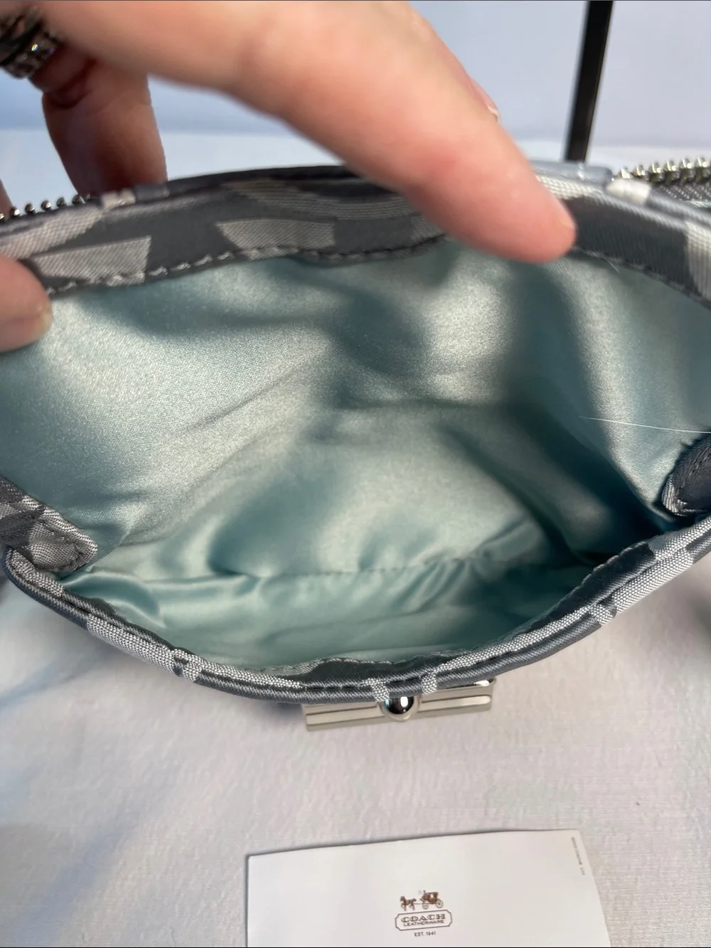 Coach E1093-14902 Kristen Signature Sateen Crossbody Blue Mist NWT